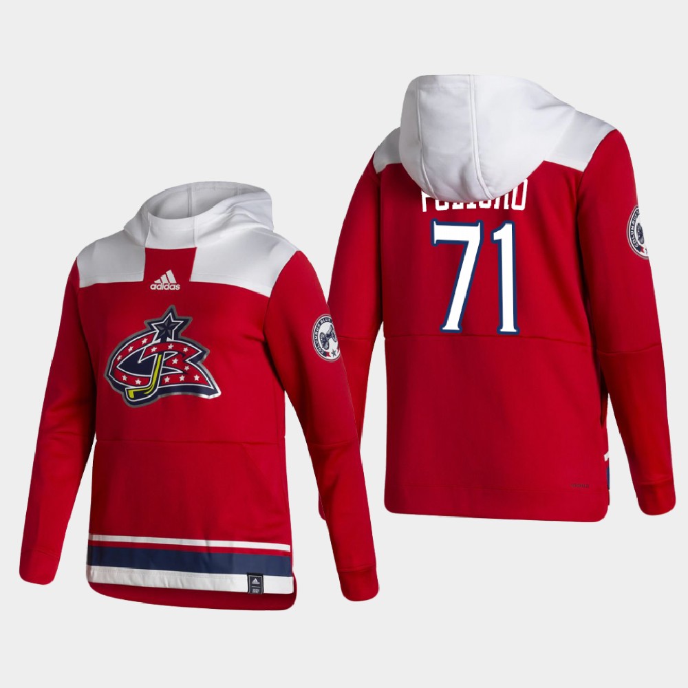 Men Columbus Blue Jackets #71 Foligno Red NHL 2021 Adidas Pullover Hoodie Jersey->columbus blue jackets->NHL Jersey